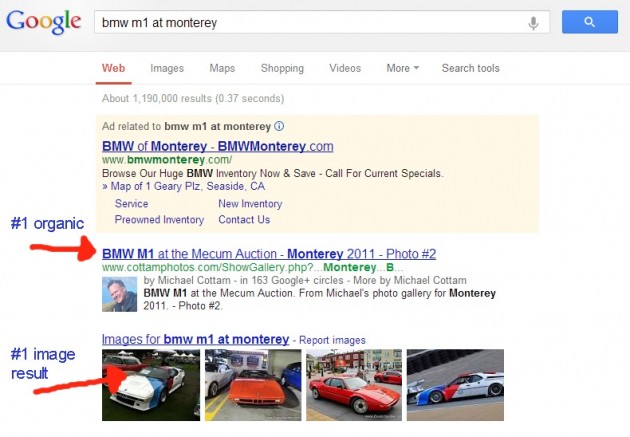 BMW M1 Search - Google SERP
