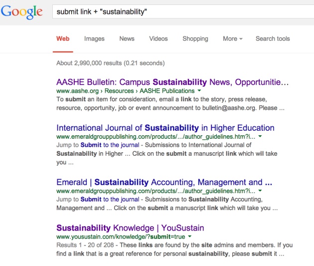 Link Building - Sustainability Search Results